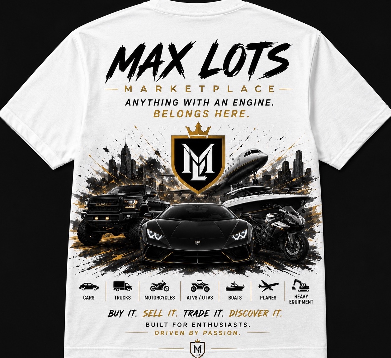 Max Lots Signature Anything With An Engine Tee — Bone White, back