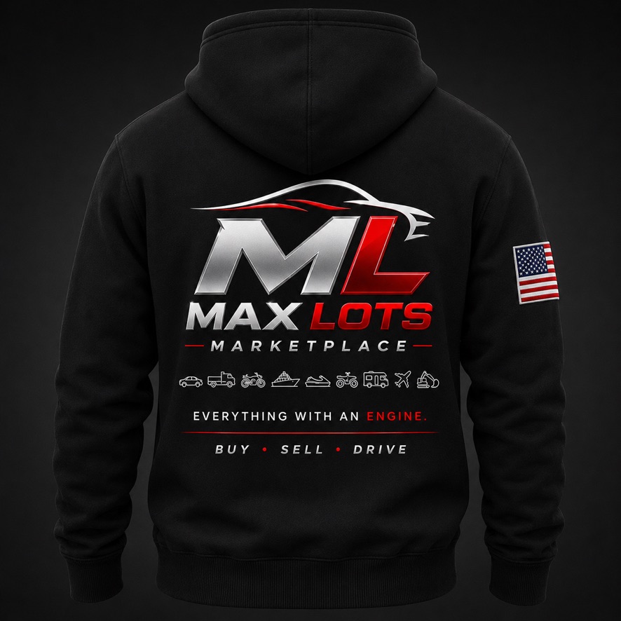 Max Lots Stitched Logo Hoodie — Jet Black — Vintage Black, back