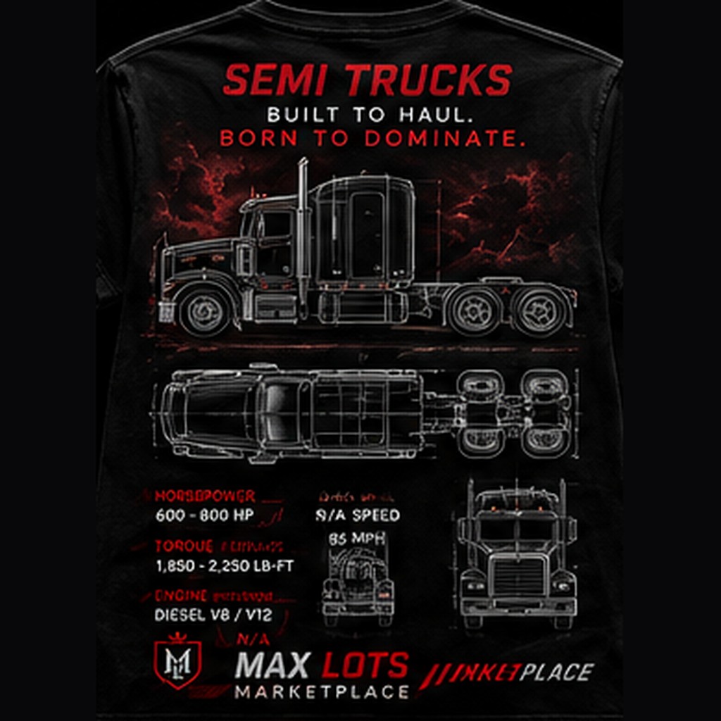 Built to Haul Semi Truck Tee — Vintage Black, back