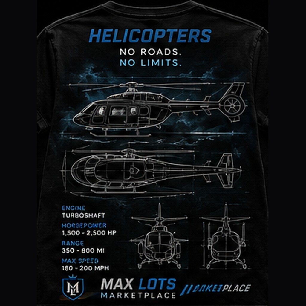 No Roads No Limits Helicopter Tee — Vintage Black, back