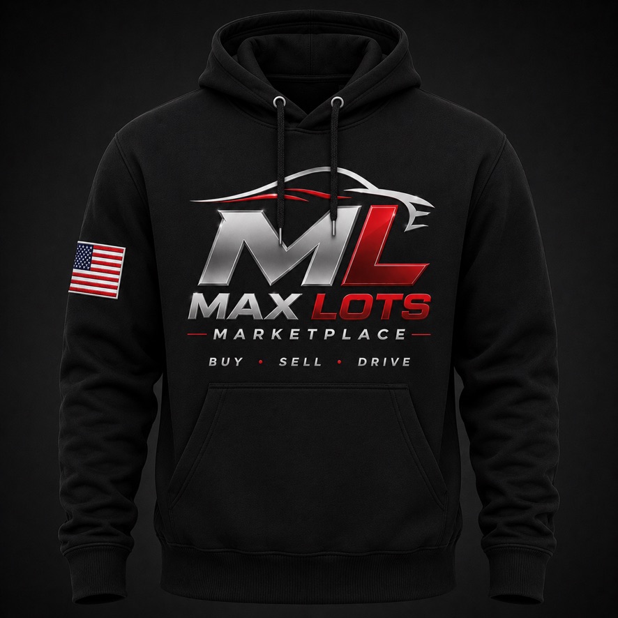 Max Lots Stitched Logo Hoodie — Jet Black — Vintage Black, front