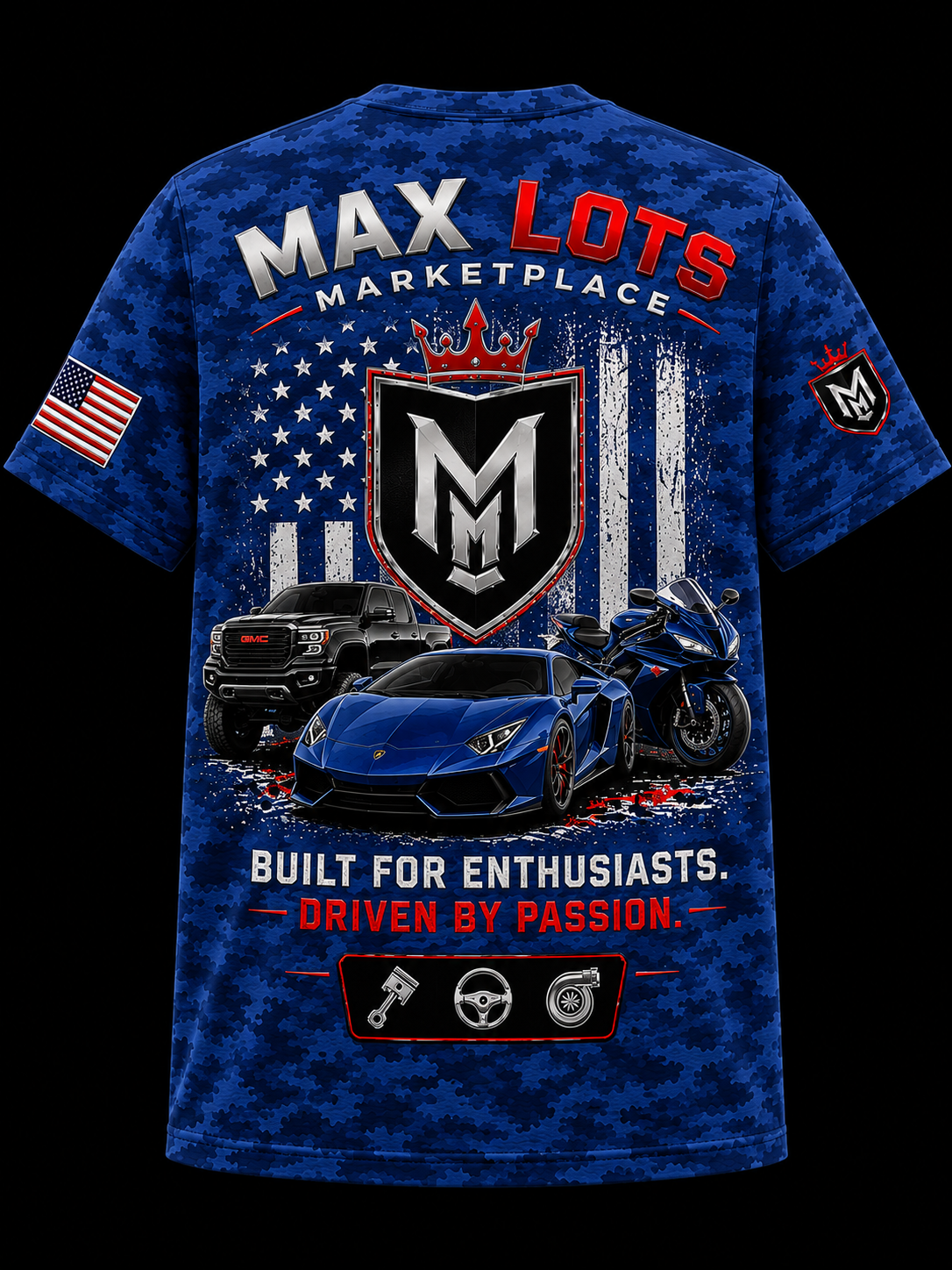 Max Lots Digital Camo Tee — Royal Blue — Royal Blue, back