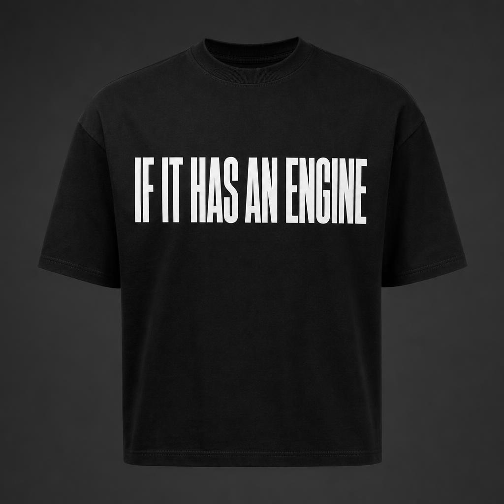 If It Has an Engine Tee — Jet Black, front
