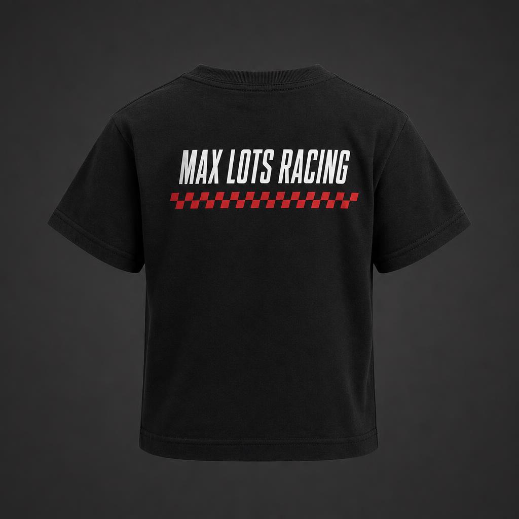 Max Lots Kids Racing Tee — Jet Black, back